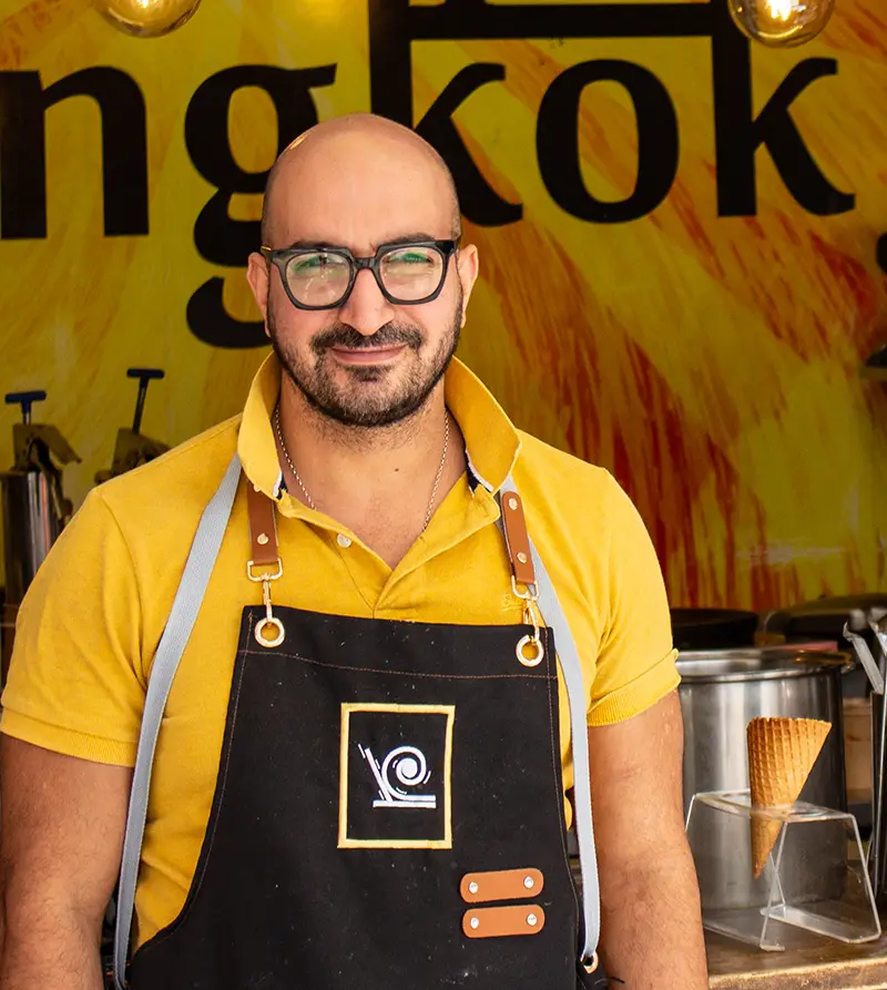 Owner of Bangkok rolled Ice-cream