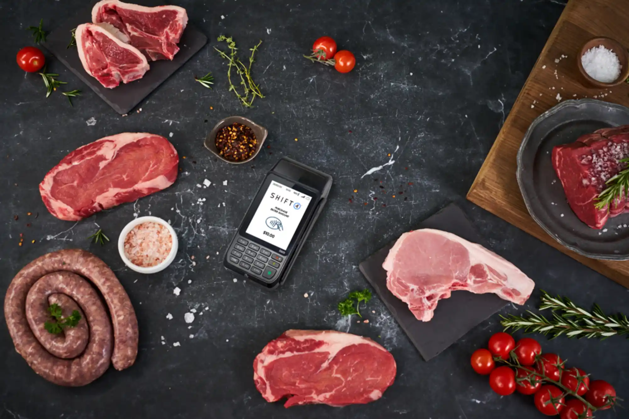 Smartpay S920 Terminal on tabletop in butchers