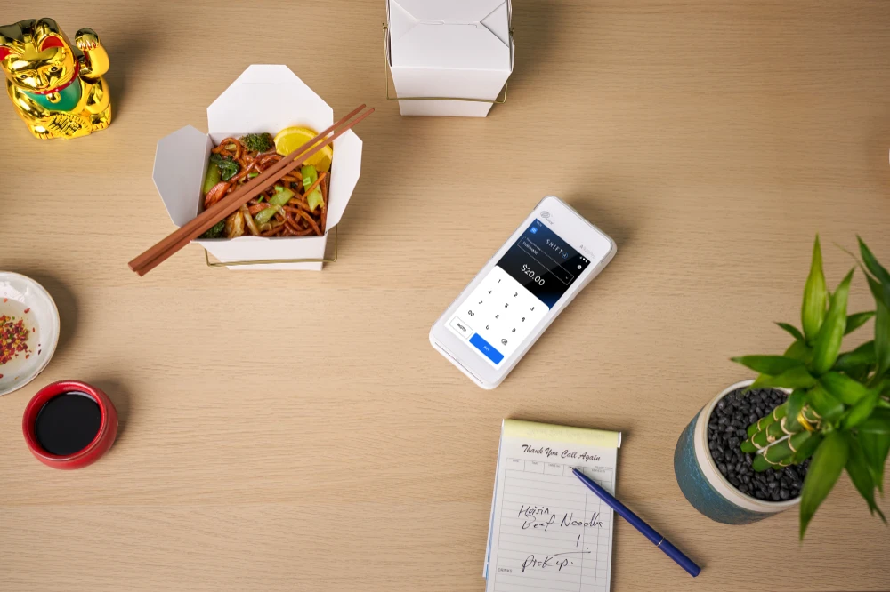 A920 Terminal awaiting payment in Chinese Takeaway